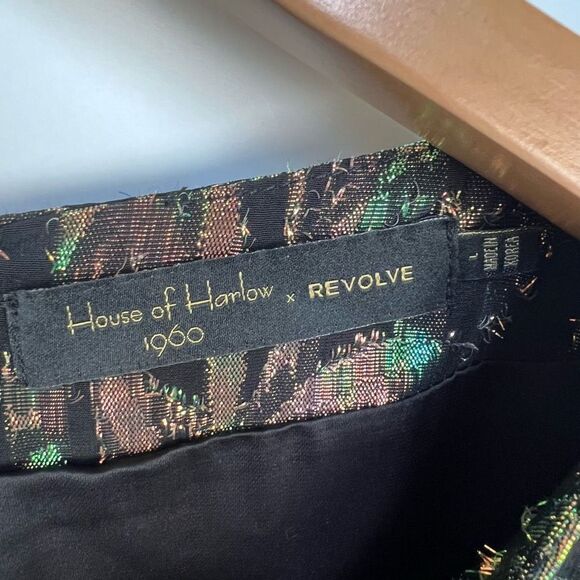 NWT House of Harlow 1960 x REVOLVE Clark Dress Metallic Black Mini size L - Picture 6 of 14